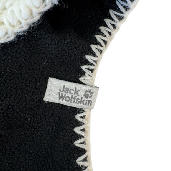 JACK WOLFSKIN Stormlock Braid Beanie Knit Hat Cream Fleece Lined Size M - Picture 5 of 7